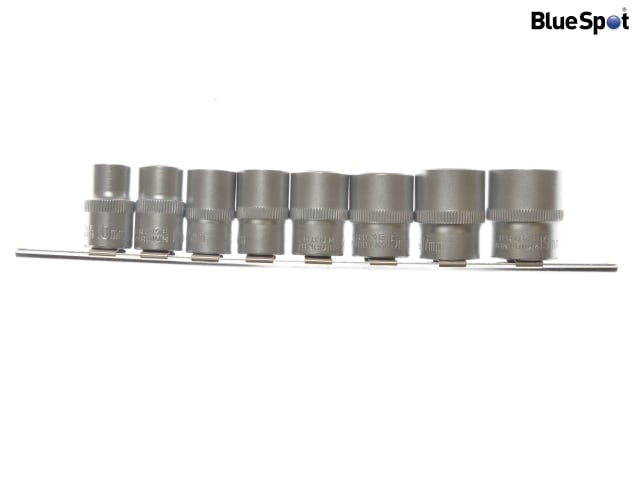 BlueSpot 3/8in Drive Socket Set on Rail 8 Piece Chrome Vanadium Steel