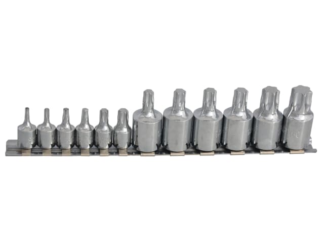 BlueSpot Tools 12 Piece Mixed Drive TORX Socket Set Chrome Vanadium Steel