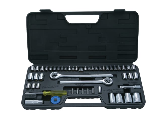 BlueSpot 52 Piece Mixed Drive Socket Set with Ratchet and Moulded Case