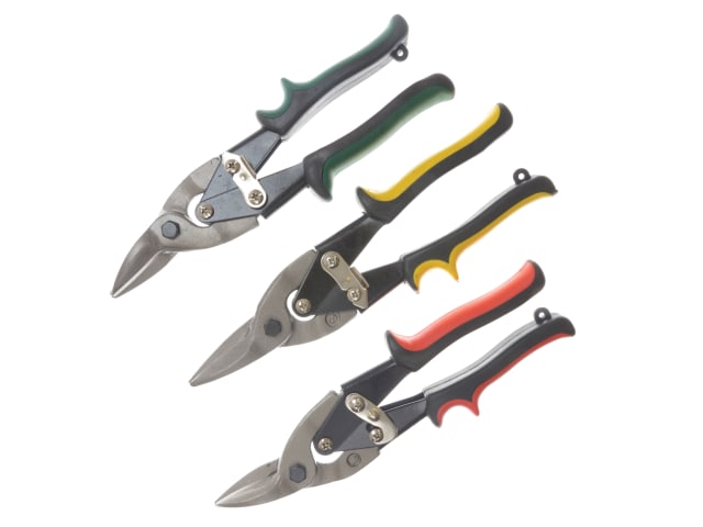 BlueSpot Tools 3 Piece Aviation Snips Set for Metal Leather Rubber Cutting