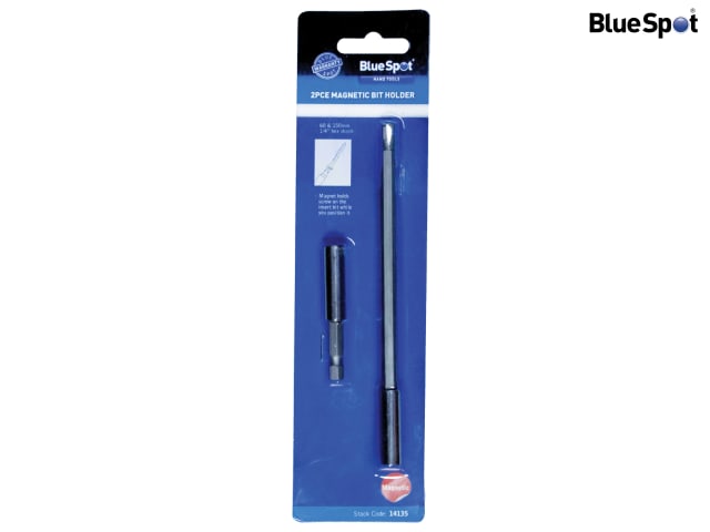 BlueSpot Tools 2 Piece Magnetic Bit Holder Set 1/4in Hex Driver Adaptors