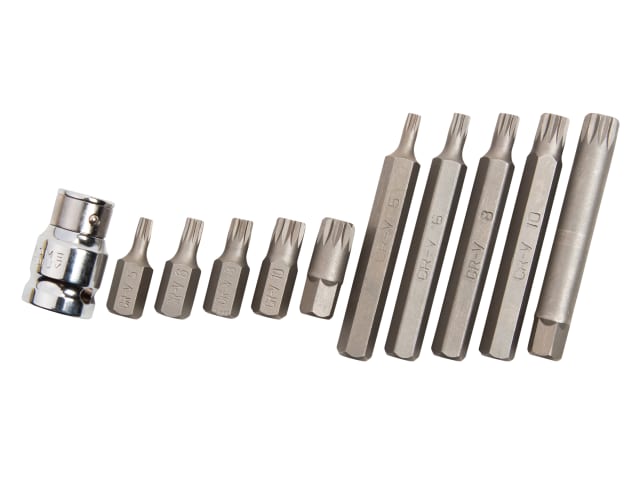BlueSpot Tools 11 Piece Spline Bit Set with Carrying Case, Chrome Vanadium Steel