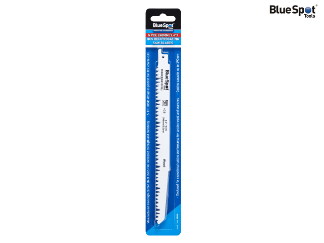 BlueSpot HCS Reciprocating Saw Blades 240mm 5 TPI Pack of 5 for Wood Cutting