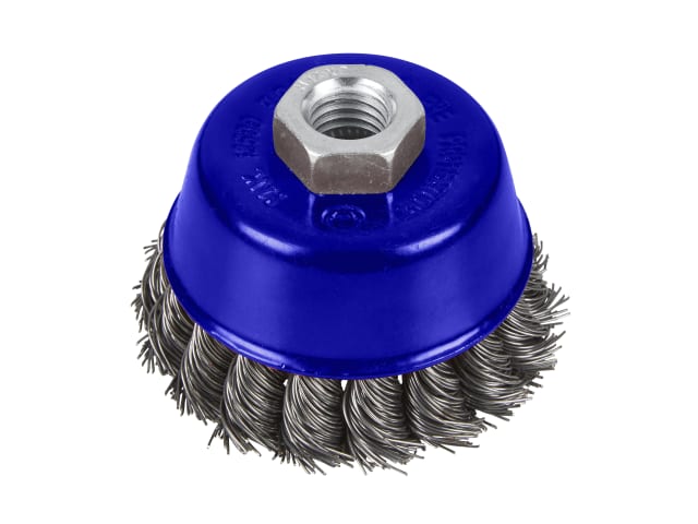 BlueSpot Tools 75mm Twist Knot Cup Brush M14 x 2 Durable Steel Wire Cleaning