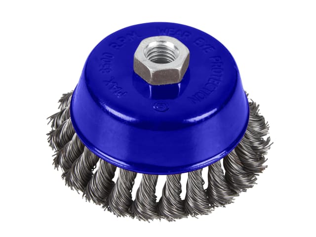 BlueSpot Tools 100mm Twist Knot Cup Brush M14 Fitting Max 8500 RPM