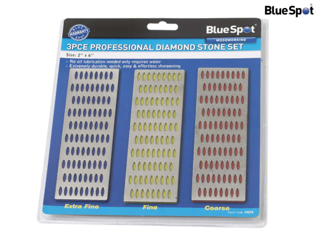BlueSpot Tools Diamond Stone Set 3 Piece 2x6in Extra Fine Fine Coarse