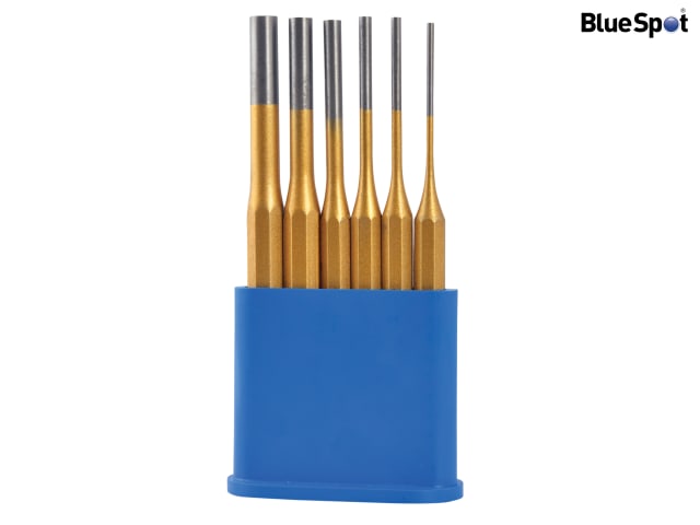 BlueSpot Tools 6 Piece Gold Pin Punch Set Heat Treated Alloy Steel HRC49-53