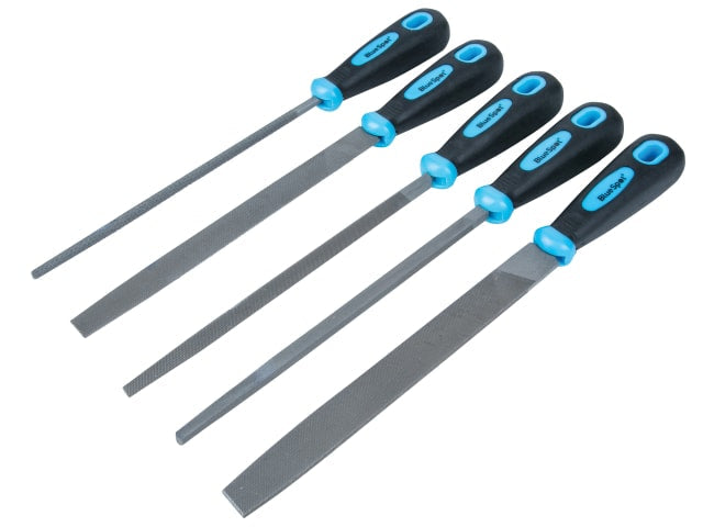 BlueSpot Tools 5 Piece Soft Grip Handled File Set Carbon Steel Engineer's Files