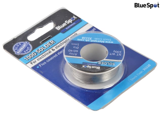 BlueSpot Tools 100g Flux Covered Solder 60/40 Tin Lead for Electrical Work