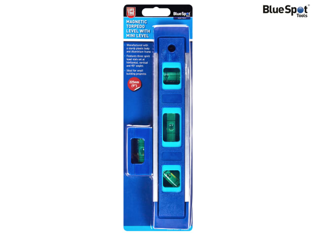 BlueSpot Tools Magnetic Torpedo Level 22.5cm with Mini Level and Vials