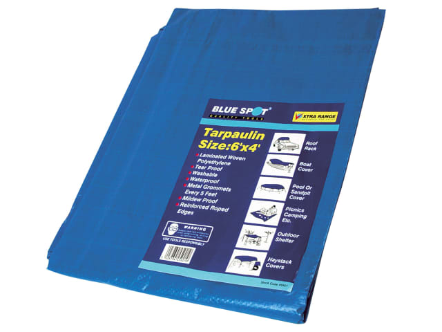 BlueSpot Tools Blue Tarpaulin 1.8 x 1.2m Waterproof Lightweight Cover