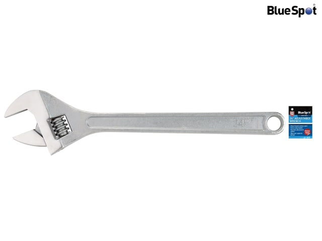 BlueSpot Tools 590mm Adjustable Wrench Chrome Plated Carbon Steel 62mm Jaw