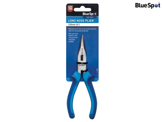BlueSpot Tools Long Nose Pliers 150mm Durable Steel Soft Grip Handles