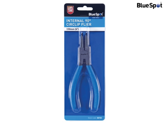 BlueSpot Tools 150mm Internal Circlip Pliers 90° Tip Chrome Vanadium Steel