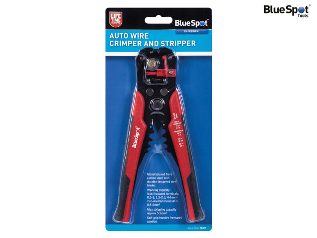 BlueSpot Auto Wire Crimper and Stripper Adjustable Length for Flat Round Wires