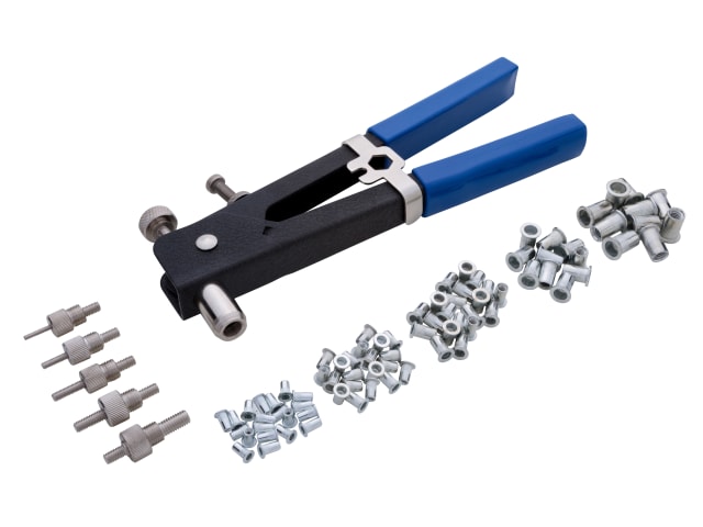 BlueSpot Tools Nut Riveter Kit 86 Piece M3-M8 with Rivets and Mandrels