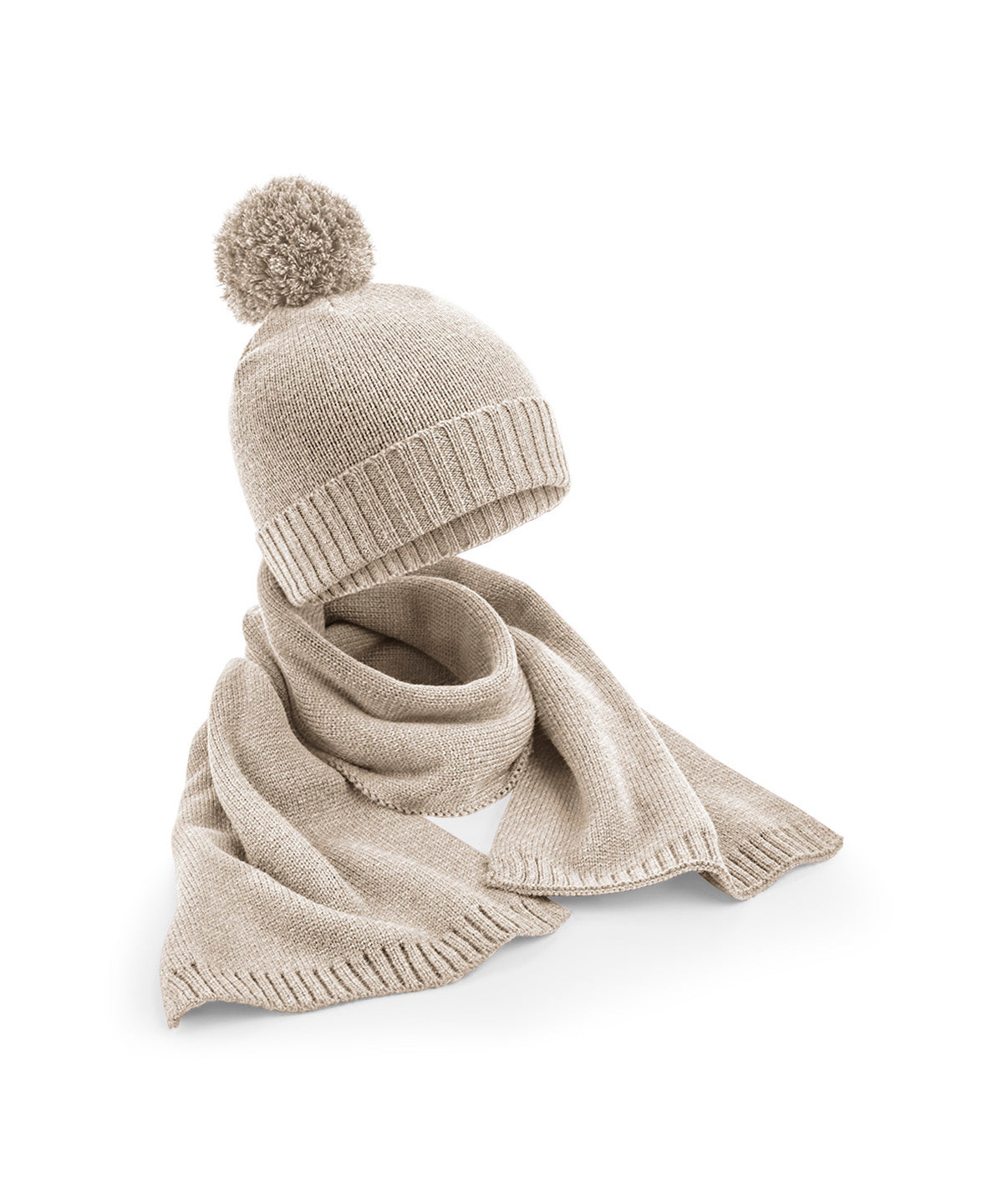 Beechfield Knitted Scarf and Beanie Gift Set Soft Touch Winter Accessories