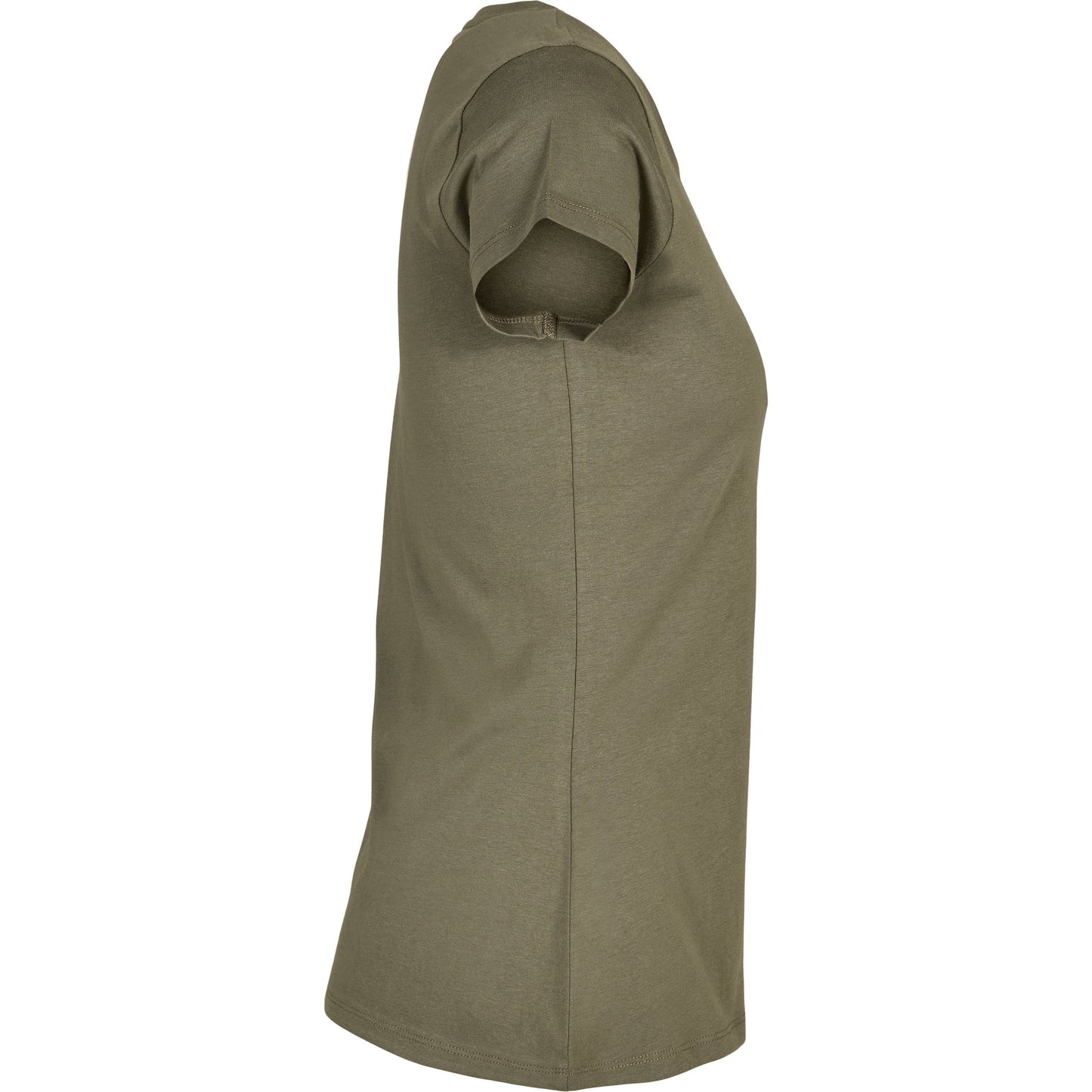 Build Your Brand Women's Basic Tee Olive Cotton Form-Fitting Short Sleeve