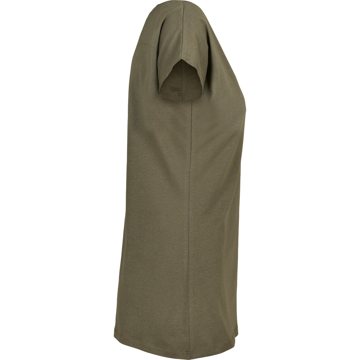 Build Your Brand Women's Wide Neck Tee Loose Fit Olive Green Cotton Top