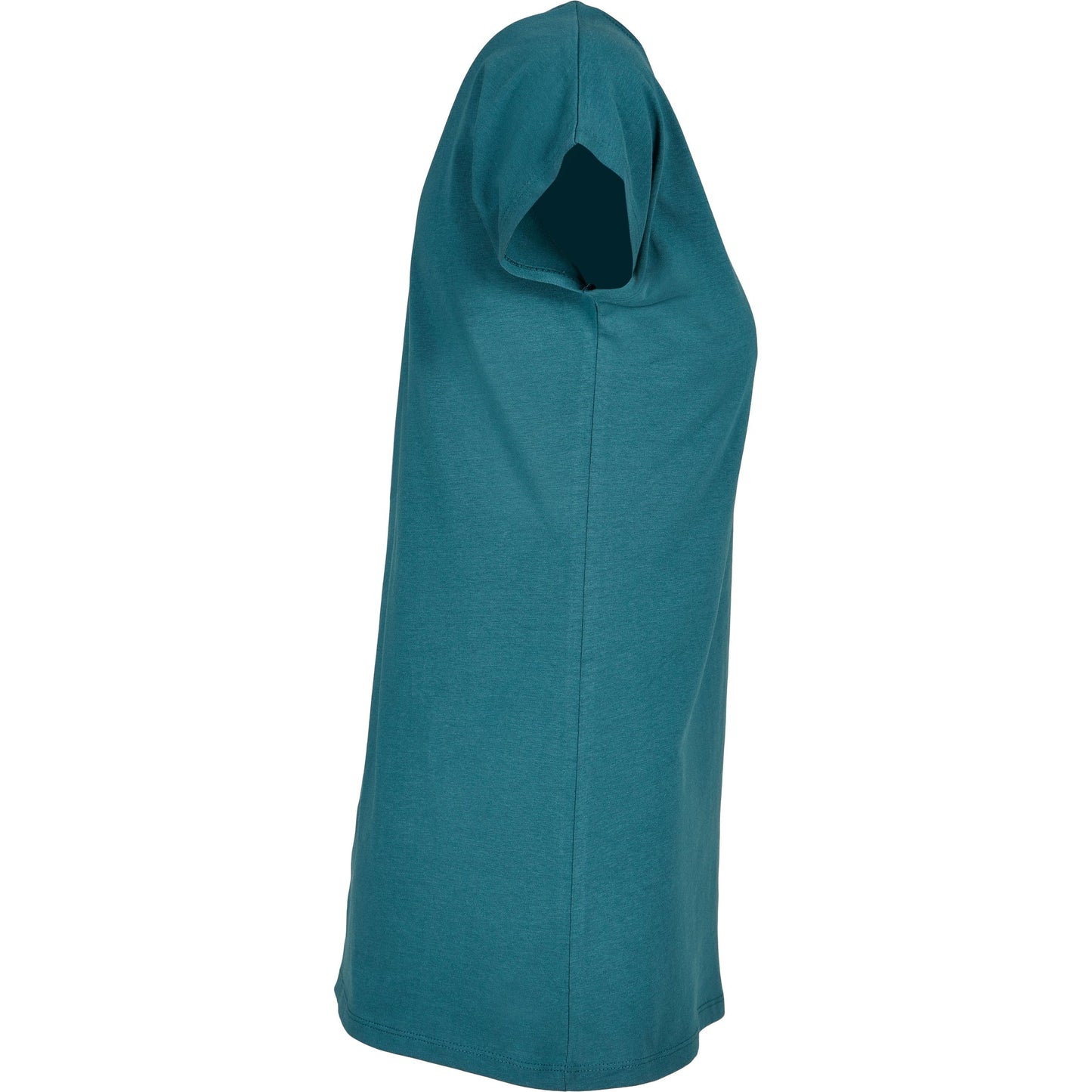 Build Your Brand Women's Wide Neck Tee Loose Fit Off-Shoulder Teal 100% Cotton