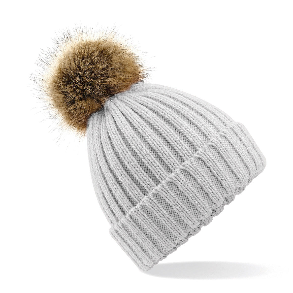 Beechfield Chunky Beanie with Removable Faux Fur Pom Pom and Cuffed Design