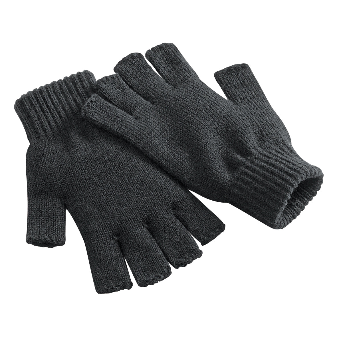 Beechfield Fingerless Gloves Ribbed Cuff One-Piece Knit S/M L/XL Reach Certified