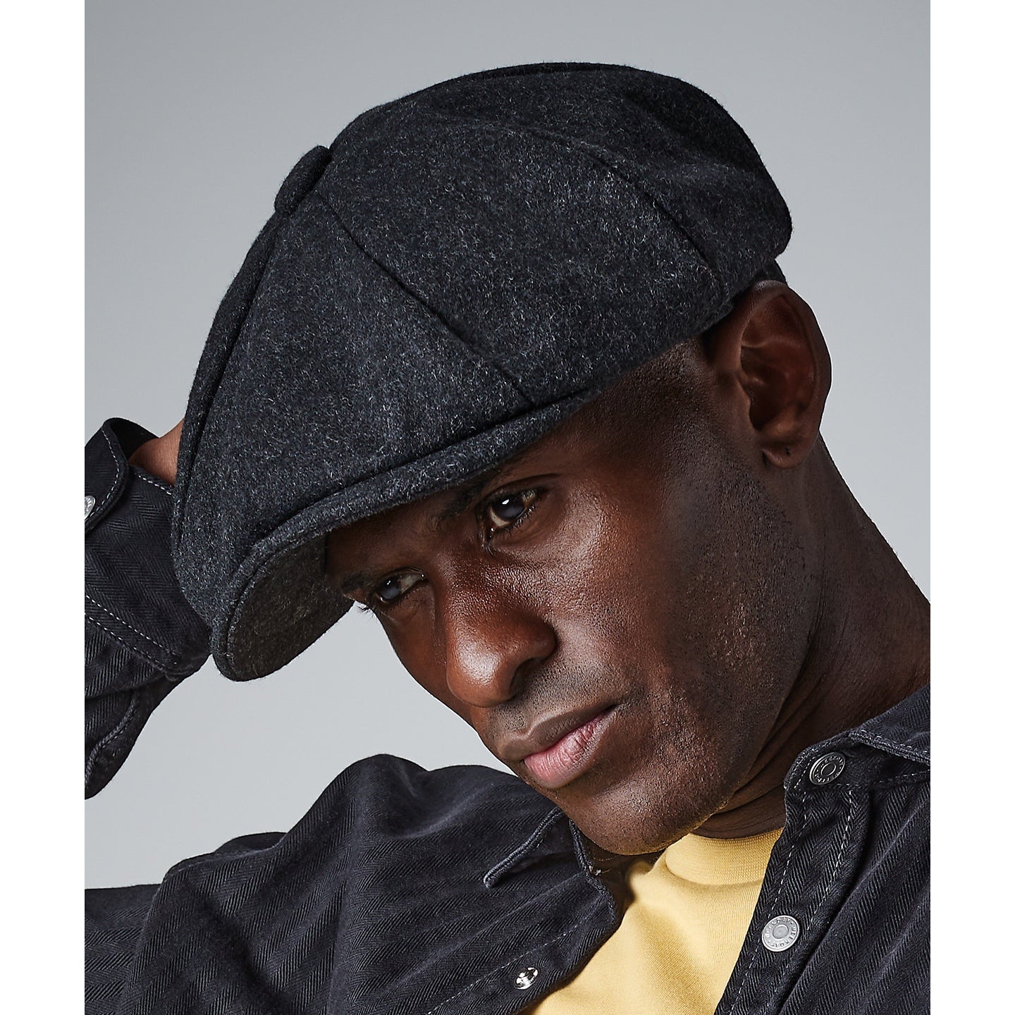 Beechfield Melton Wool Baker Boy Cap Unisex Fully Lined Stitched Peak