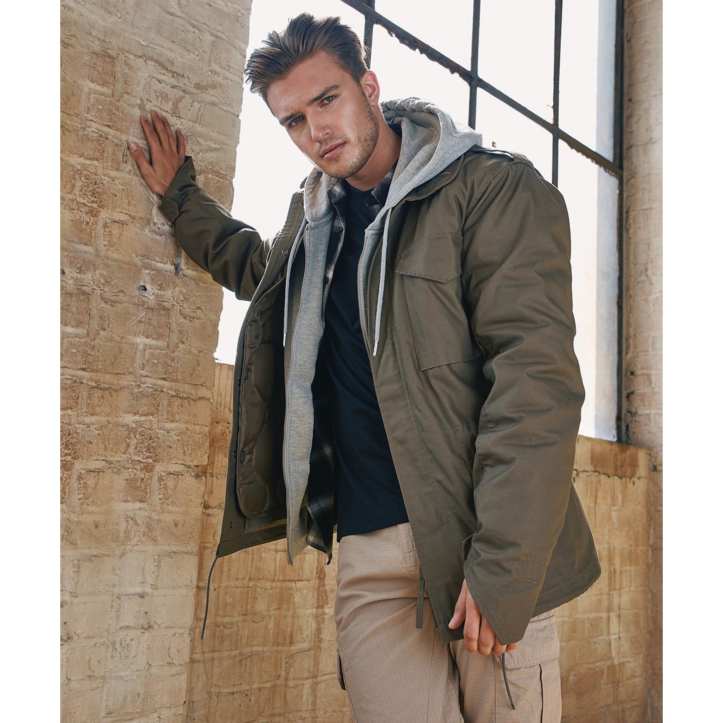Brandit M65 Vintage Field Jacket Water-Repel. Removable Lining Adjustable Waist
