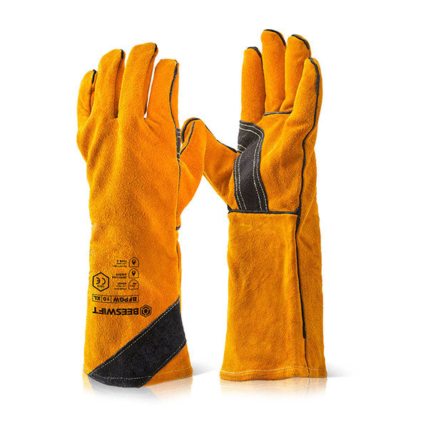 Beeswift Premium Golden Welders Gauntlet 16" Leather Heat & Cut Resistant