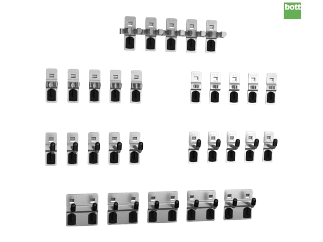 Bott Perfo Hook Kit 30 Piece Steel Hooks and Clips for Tool Storage