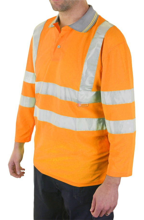 Beeswift 3/4 Sleeve Polo Shirt EN ISO20471 Class 2 Reflective Grey Trim