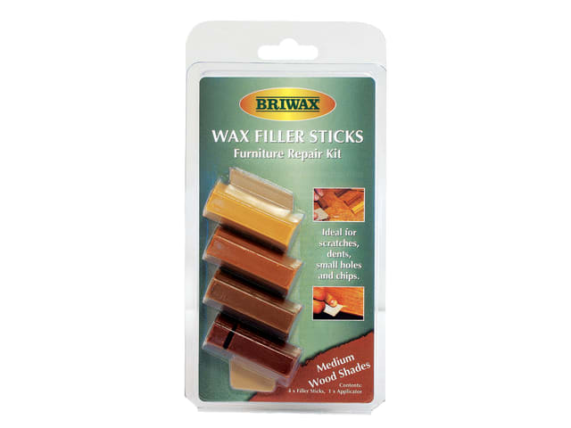 Briwax Wax Filler Sticks Pack of 4 Medium Wood Shades for Furniture Repair
