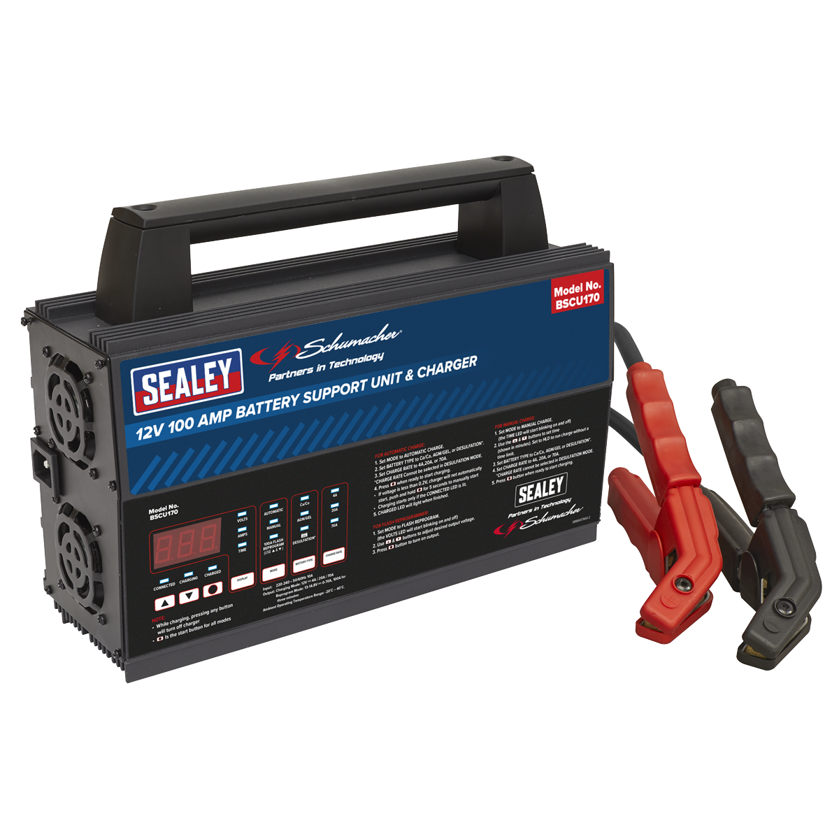 Sealey Schumacher Battery Support Unit Charger 12V 100A Automatic Microprocessor