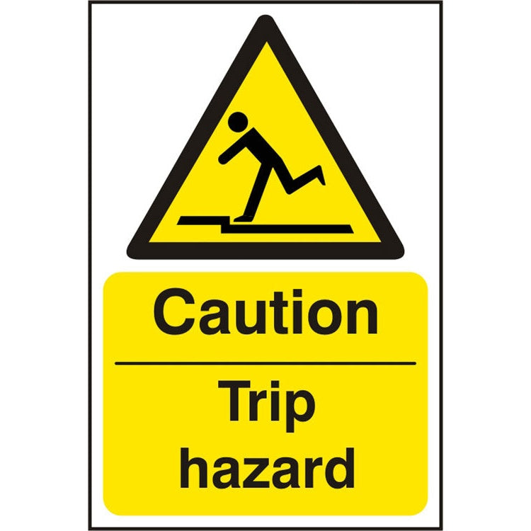 Bsafe Caution Trip Hazard Sign Self Adhesive Vinyl 200x300mm Pack of 5