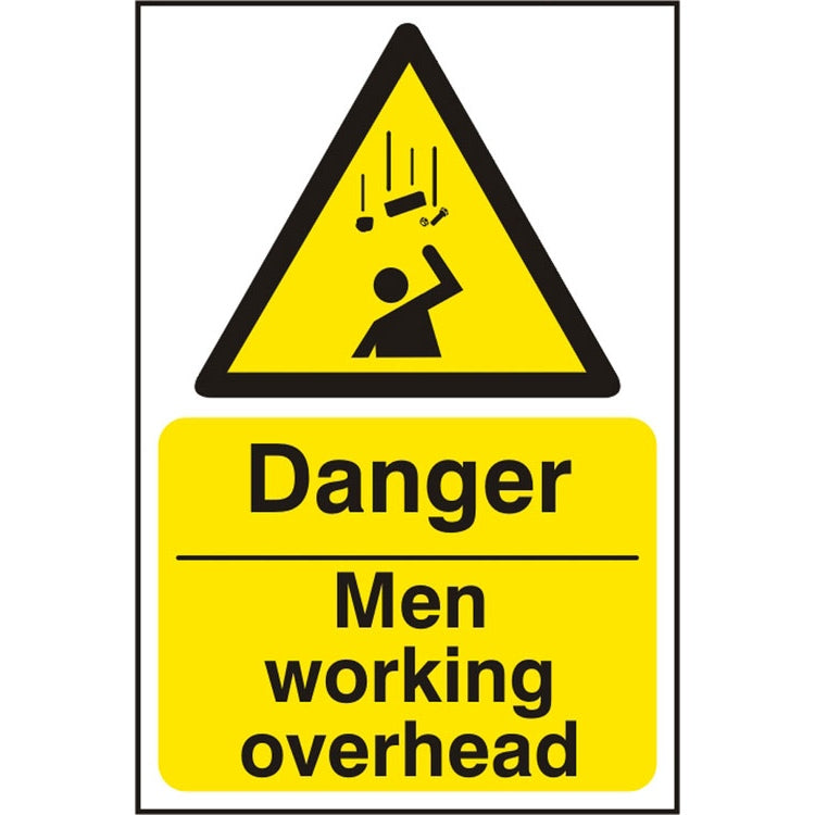 Bsafe Danger Men Working Overhead Sign Self Adhesive Vinyl 200x300mm Pack of 5