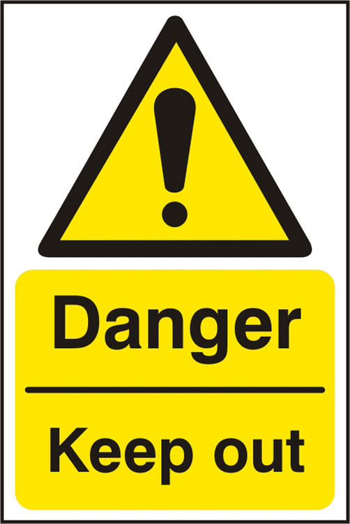 Bsafe Danger Keep Out Sign Self Adhesive Vinyl 200x300mm Pack of 5
