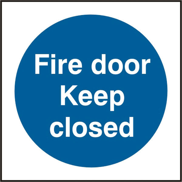 Bsafe Fire Door Keep Closed Sign Self Adhesive Vinyl 100x100mm Pack of 5