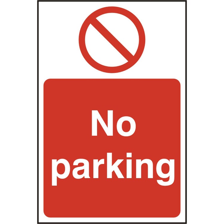 Bsafe No Parking Sign Rigid PVC 200x300mm Wipe Clean Surface Pack of 5