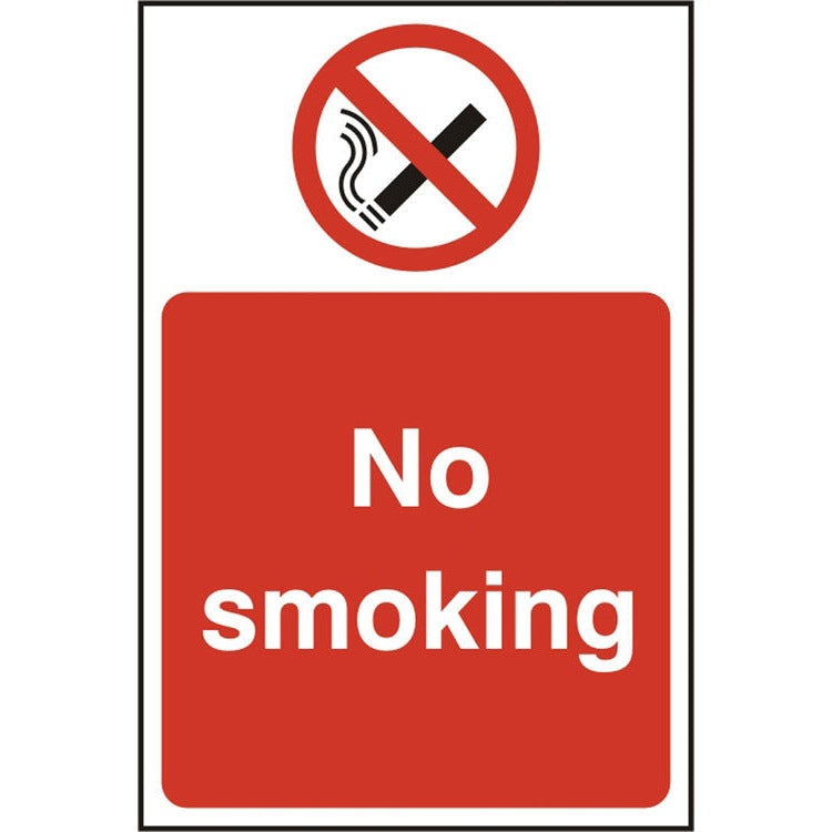 Bsafe No Smoking Sign Self Adhesive Vinyl 200x300mm Pack of 5 Red/White