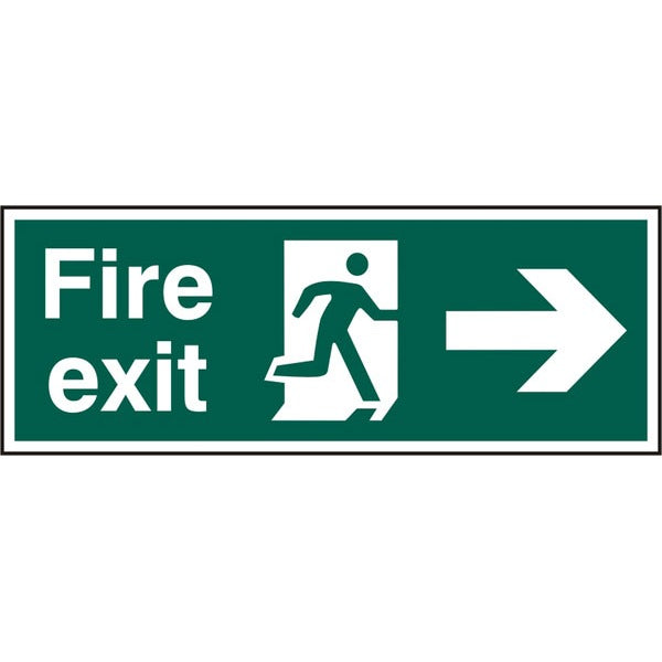 Bsafe Fire Exit Sign Green Man Arrow Left Rigid PVC Pack of 5 400x150mm