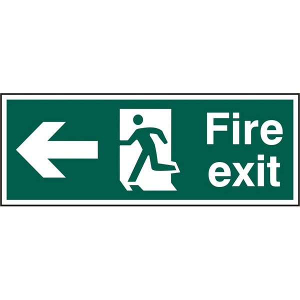 Bsafe Green Fire Exit Sign Man Arrow Left Rigid PVC Pack of 5 400x150mm