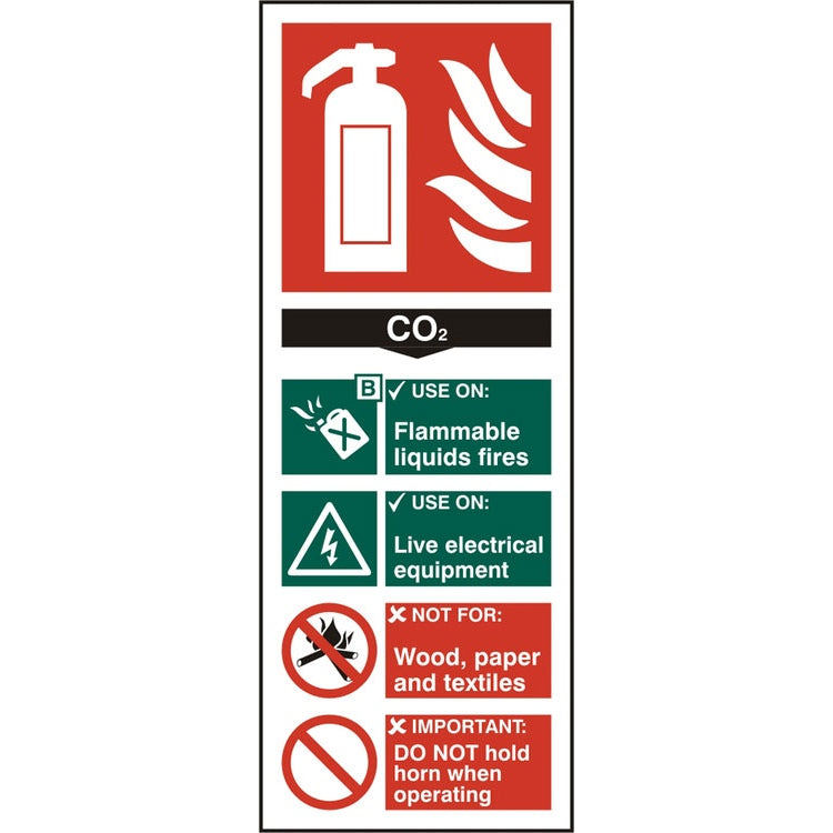 Bsafe CO2 Fire Extinguisher Sign Red Rigid PVC 82x202mm Pack of 5
