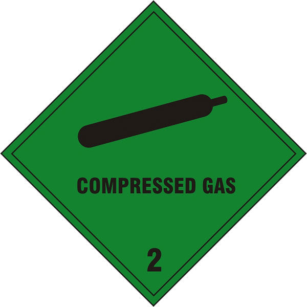 Bsafe Compressed Gas Safety Sign Self Adhesive Vinyl 200x200mm Pack of 5