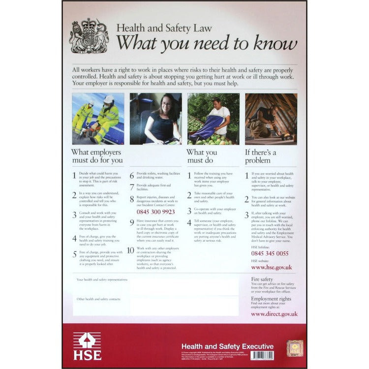 Bsafe Health & Safety Law Poster Rigid PVC 420x594mm Single Pack