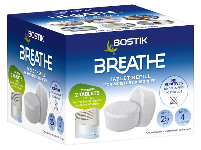 Bostik Breathe Refill Tabs Pack of 2 Moisture Absorption for Small Rooms