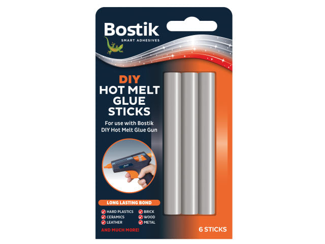 Bostik DIY Hot Melt Glue Sticks Pack of 6 for Strong Bonding 100mm x 12mm