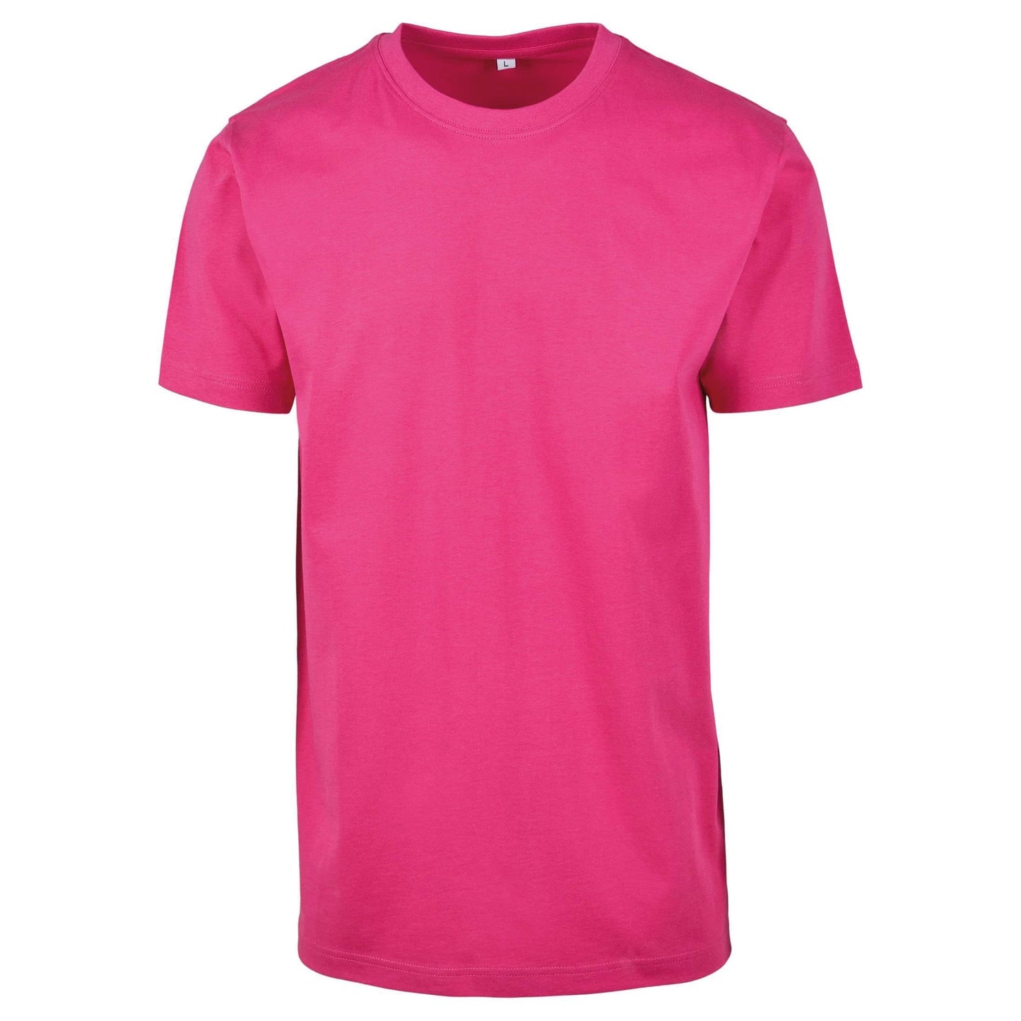 Build Your Brand T-Shirt Round Neck Hibiskus Pink Soft Cotton Casual Fit