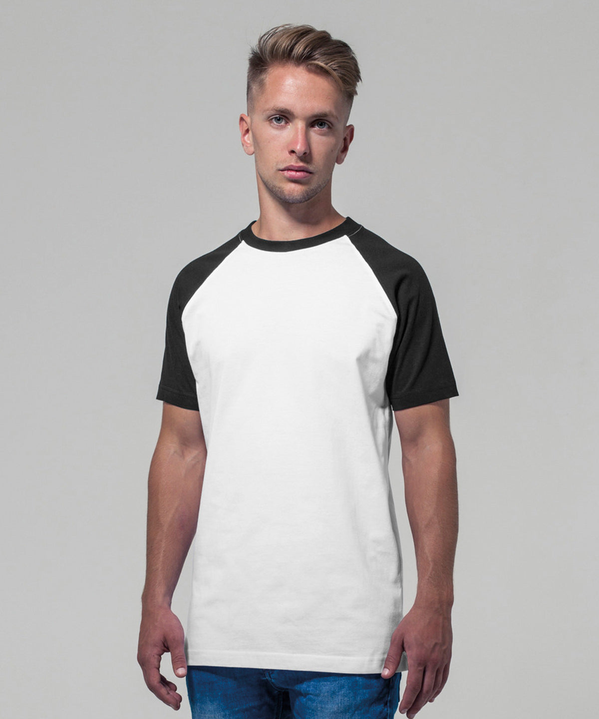 Build Your Brand Contrast Raglan Tee 100% Cotton Summer Shirt for Rebranding
