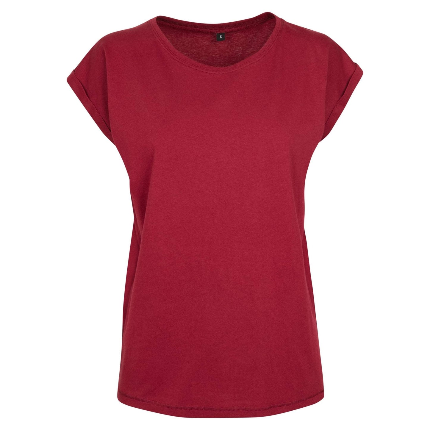 Build Your Brand Women's Extended Shoulder Tee Burgundy Casual Top