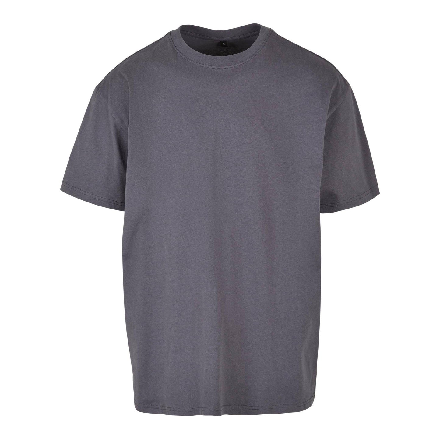 Build Your Brand Heavy Oversized Tee Dark Grey Crew Neck Casual Fit 100% Cotton